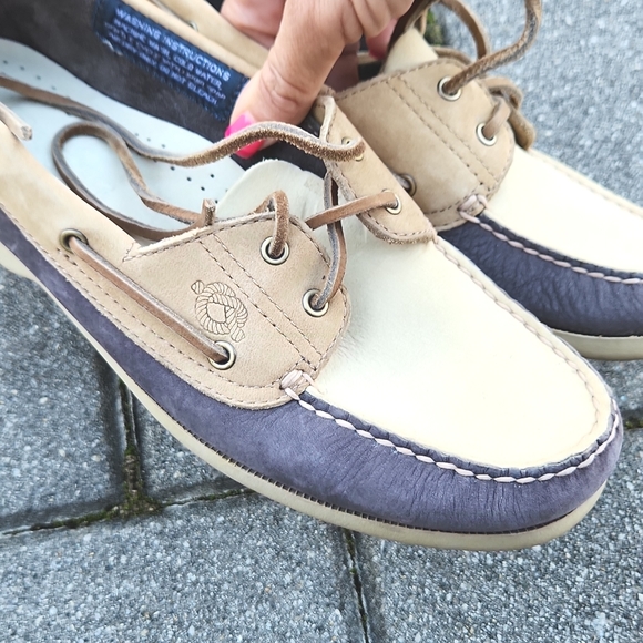 Dexter Tide Aqua Sports Cream/Blue/Stone Nubuck Moccasin Deck Shoes - Picture 5 of 9